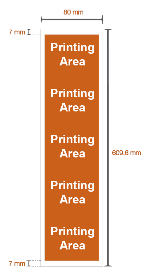 Example of the printable area on a POS roll