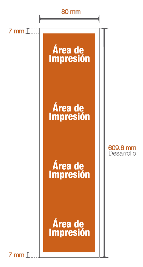 Ejemplo de área de impresión sobre un rollo POS